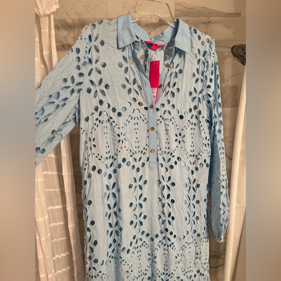 Lilly Pulitzer Zia Eyelet-Embroidered Maxi Dress in Hydra Blue Soiree color-12 - Picture 9 of 9
